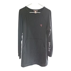 Victoria's Secret Black Long Sleeve T-shirt Dress with Heart Detail